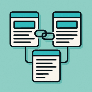 Three web pages linking to each other