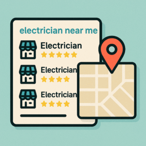 Google result listing local businesses and map