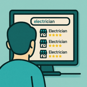 Person looking at local businesses ranking in local pack