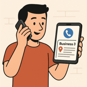 Person calling a local business after finding it on Google