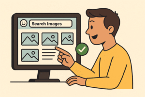 Search engine matching relevant images with search queries