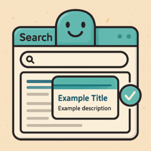 A page appearing in search results with meta title and description