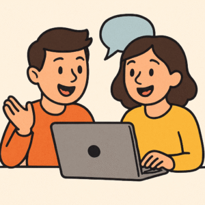 Two people reading great website content